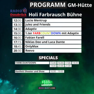 Holi Farbrausch Festival Osnabrück-Georgsmarienhütte 2024 - Line Up & Time Table 2024 (Credits (c): Holi Farbrausch)