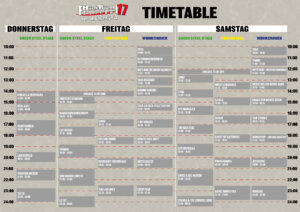 Bands/Running Order beim Hütte Rockt Festival 17 (2024 - Bild / Credits: https://www.huette-rockt.de)